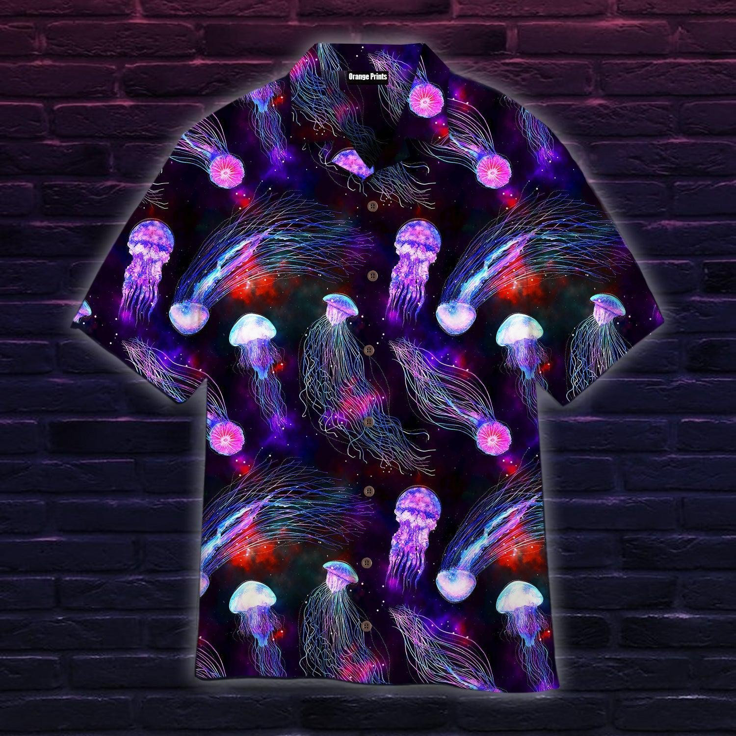 Neon Jellyfish Pattern Hawaiian Shirt