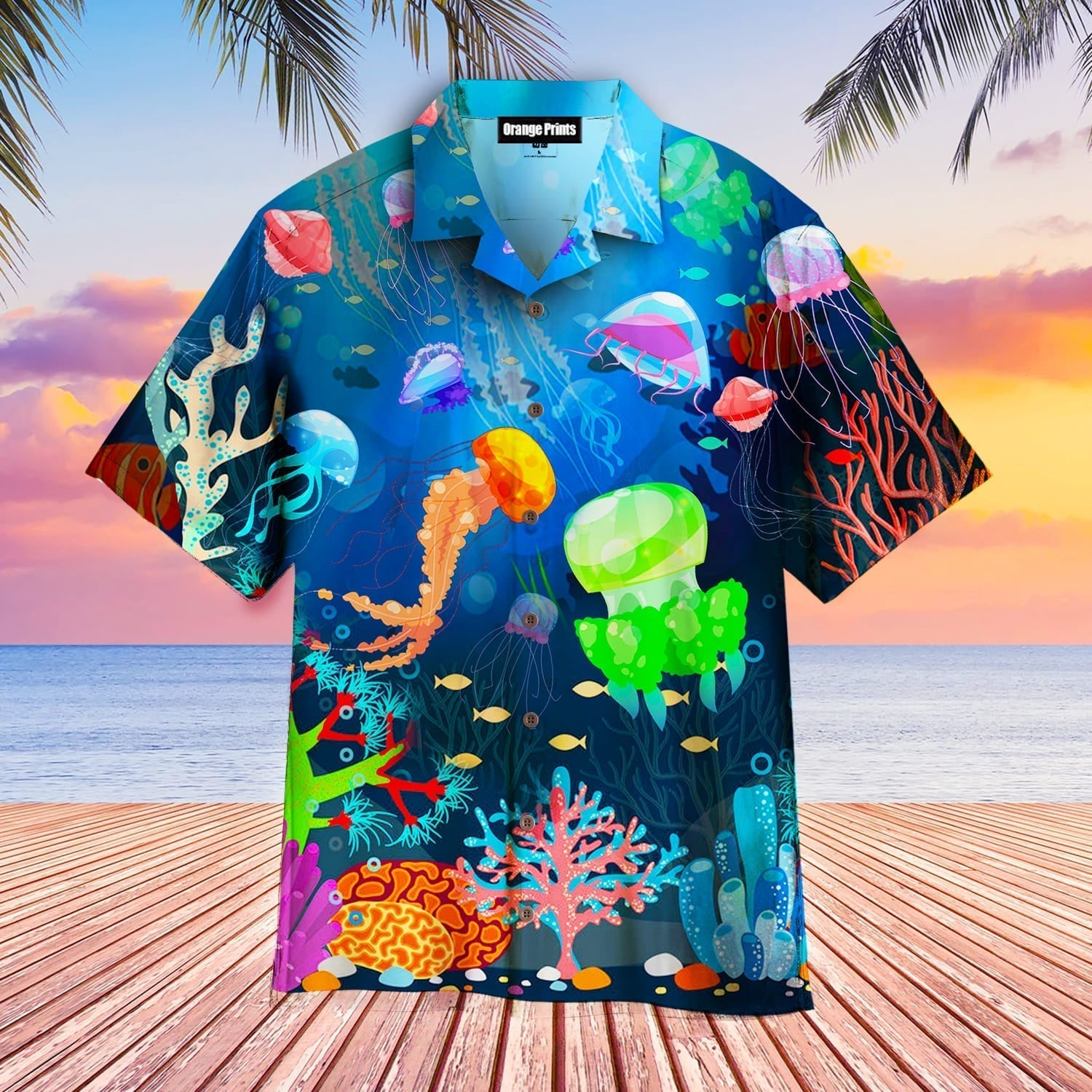 Neon Jellyfish Under The Sea Hawaiian Shirt