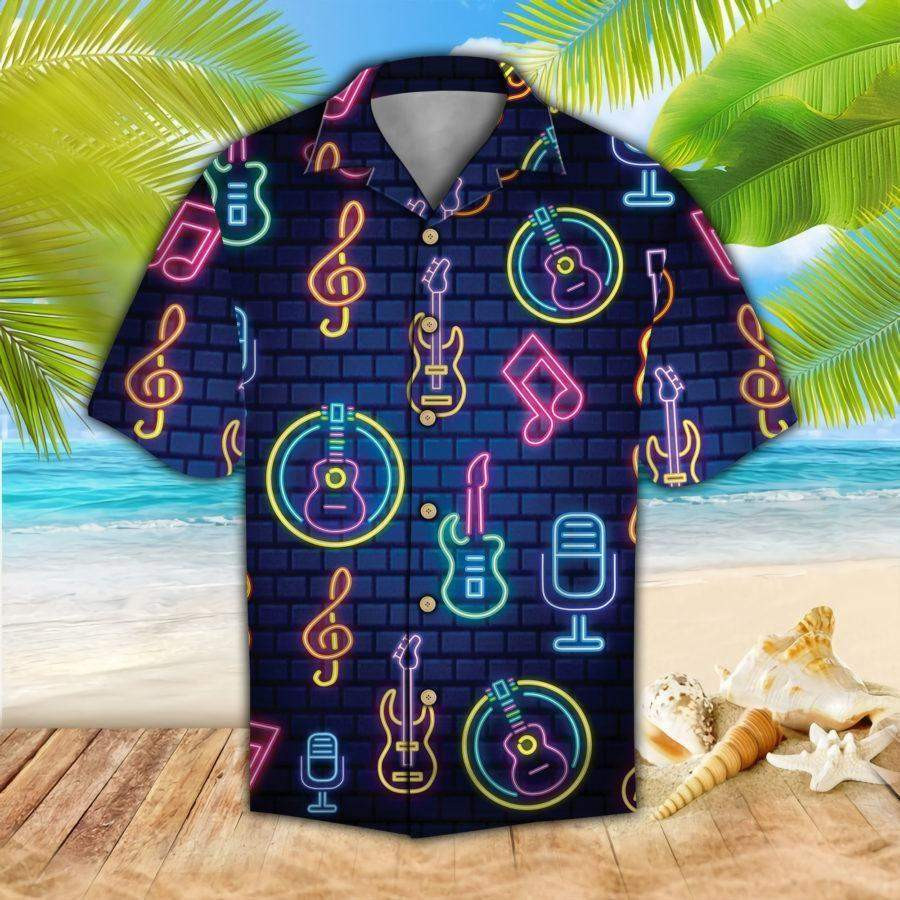 Neon Light Guitar Shirto Cool Hawaiian Shirt