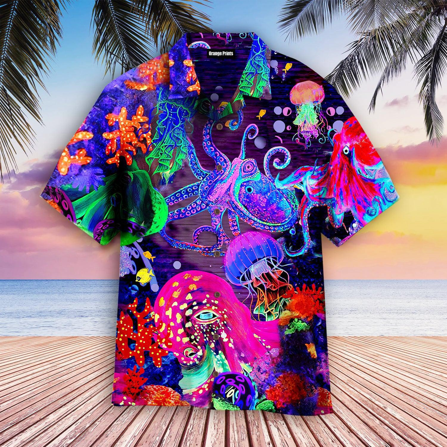 Neon Octopus Hawaiian Shirt