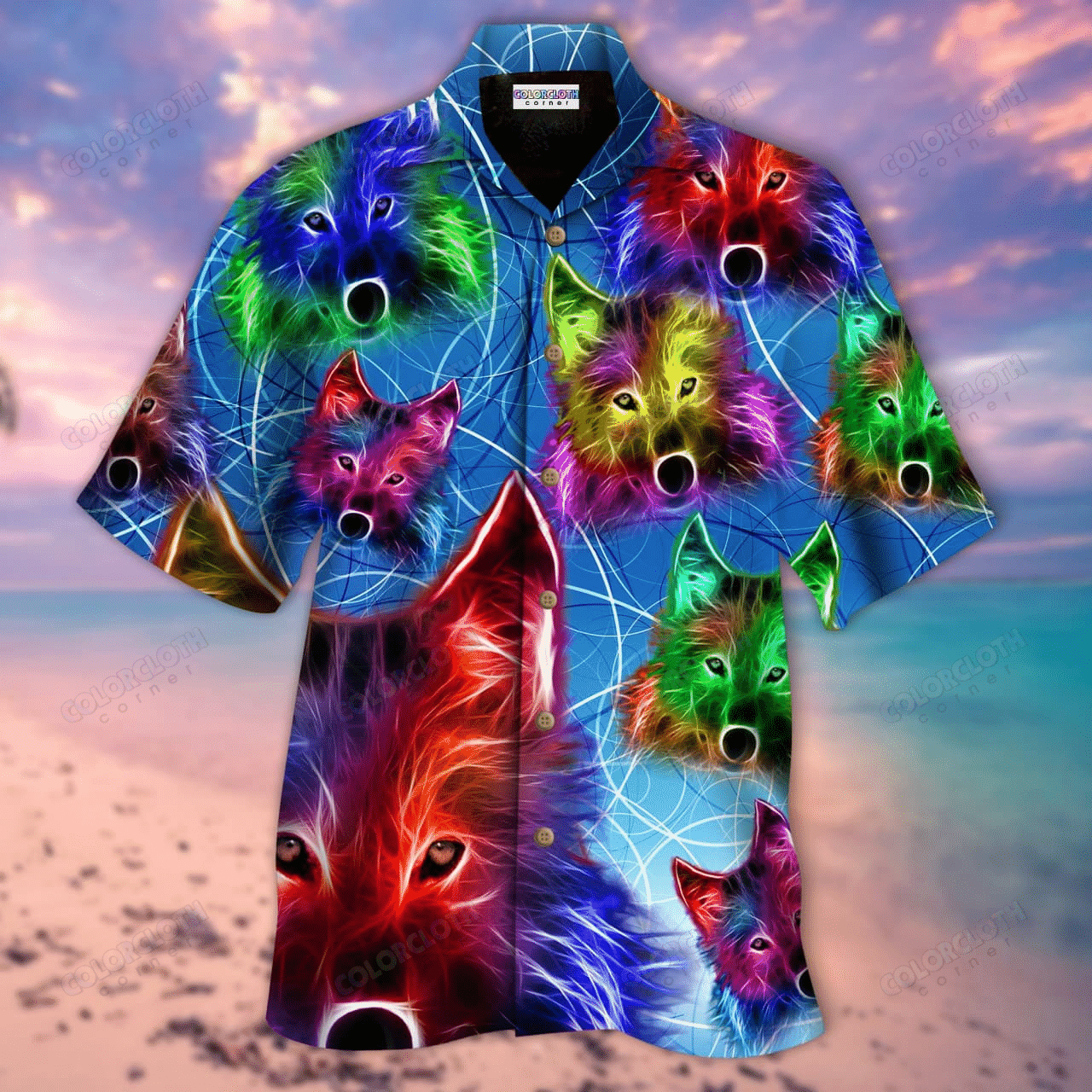 Neon Wolf Hawaiian Shirt