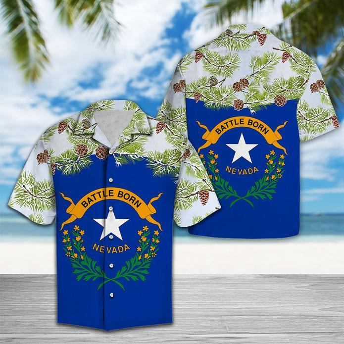 Nevada Single Leaf Pinyon Pine Flag Hawaiian Shirt