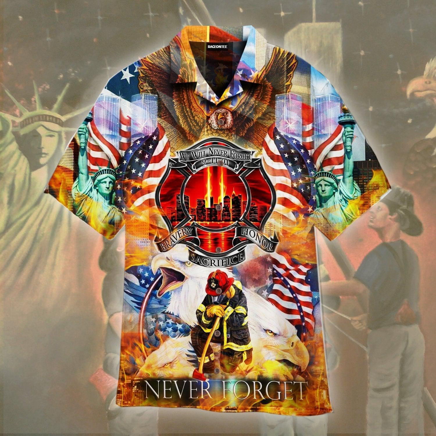 Never forget 9.11 Firefighter Hawaiian Shirt