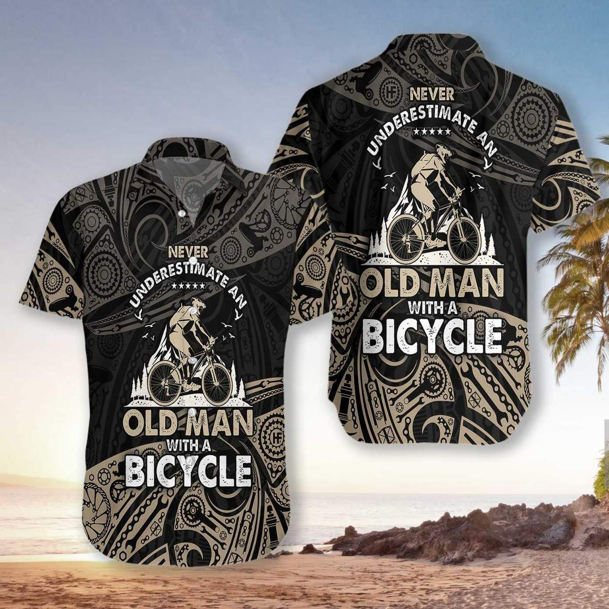 Never Underestimate An Old Men With A Bicycle Hawaiian Shirt