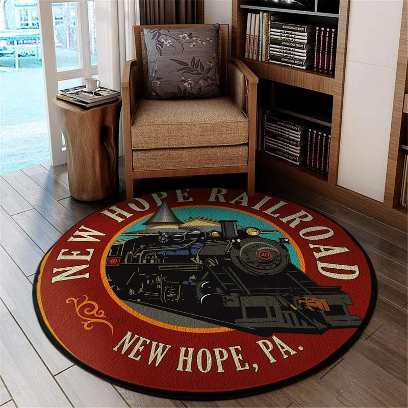 New Hope Railroad Round Rug Carpet Bedroom Livingroom Home Decor