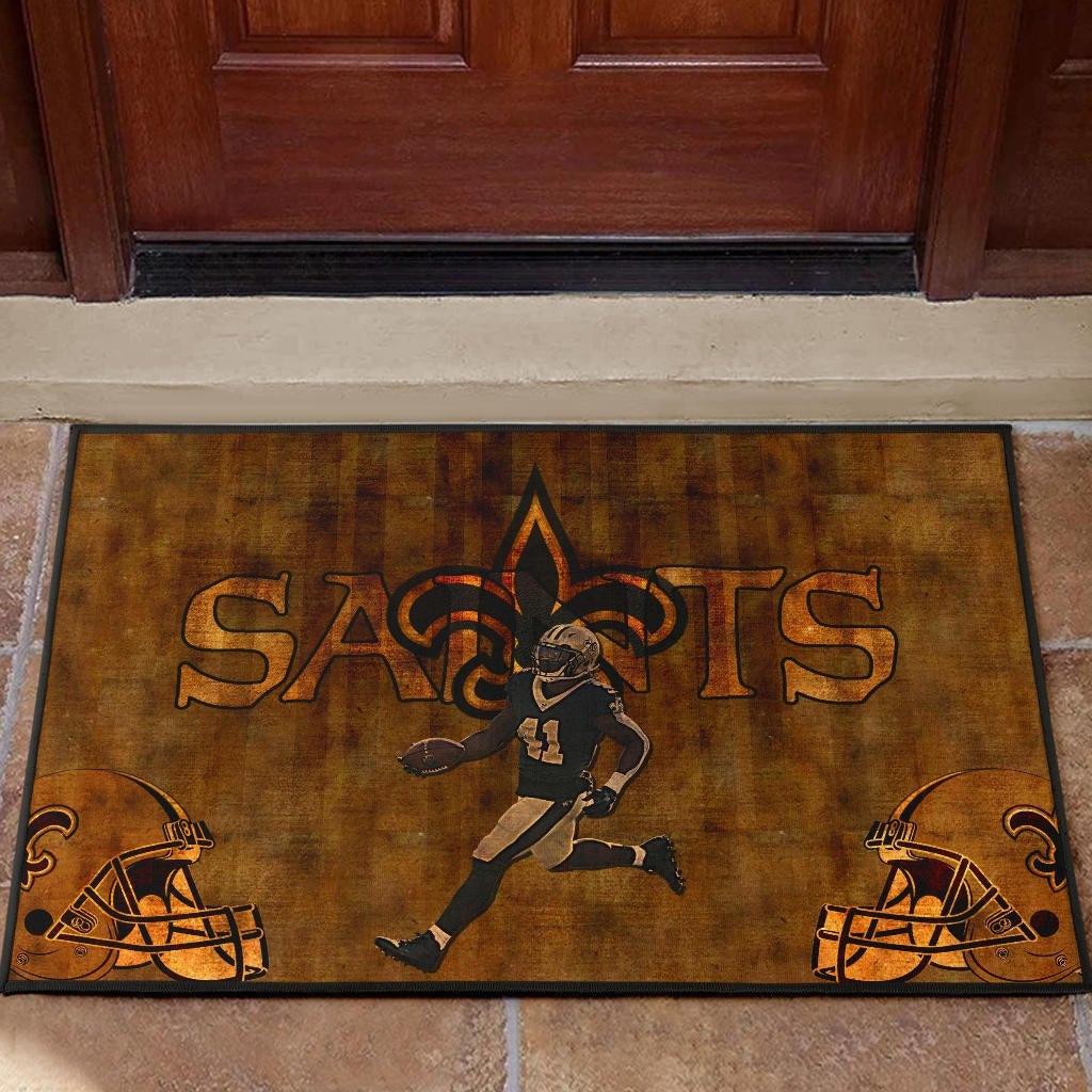 New Orleans Saints American Football Deonte Harris 11 Running Vintage Style Rubber Doormat Home Decor