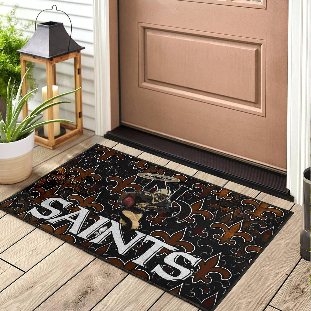 New Orleans Saints American Football Marcus Williams 43 Running Saints Doodle Rubber Doormat Home Decor - Image 3
