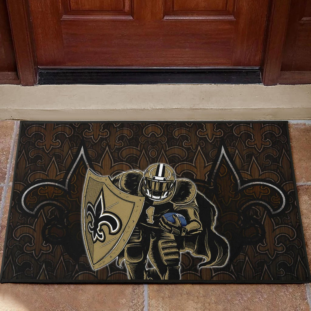 New Orleans Saints American Football Marquez Callaway 1 With Shield Saints Doodle Rubber Doormat Home Decor