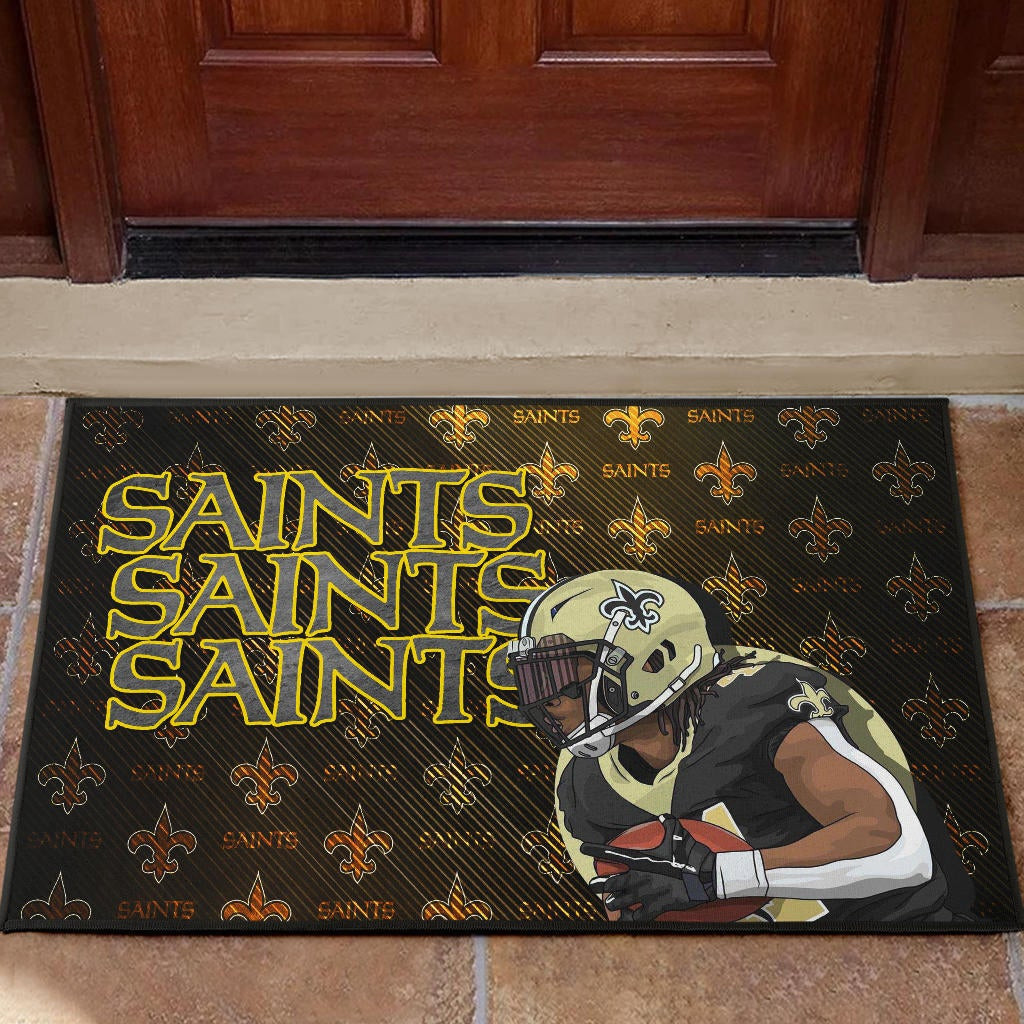 New Orleans Saints American Football Minimal Player Artwork Saints Patterns Rubber Doormat Home Decor