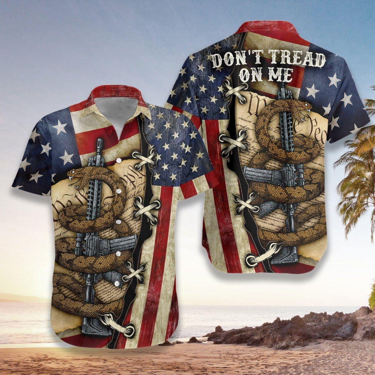 New Snake American Flag Don't Tread On Me Hawaiian Shirt