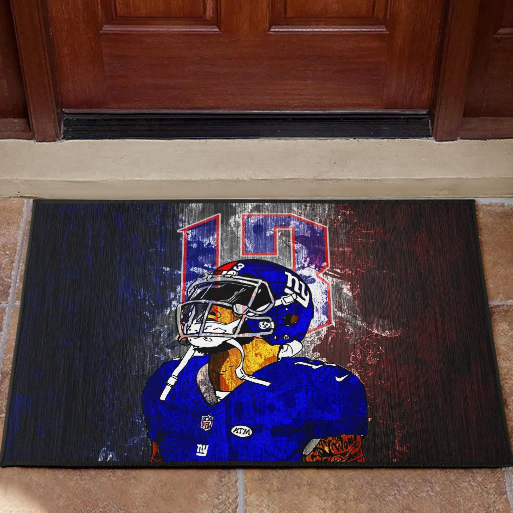 New York Giants American Football Team Rubber Doormat Beckham Jr 13 Colored Artwork Splash Color Rubber Doormat Home Decor