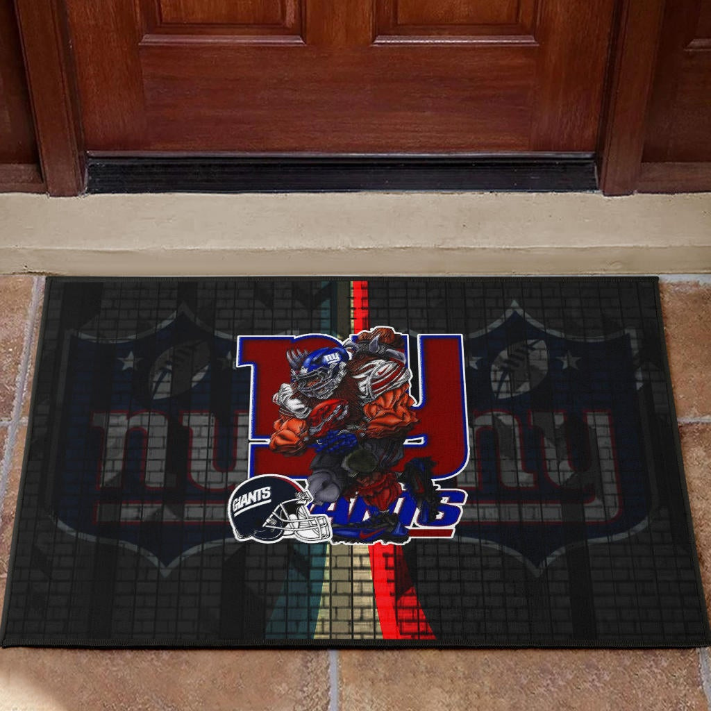 New York Giants American Football Team Rubber Doormat Big Muscle Player With Black Helmet Rubber Doormat Home Decor