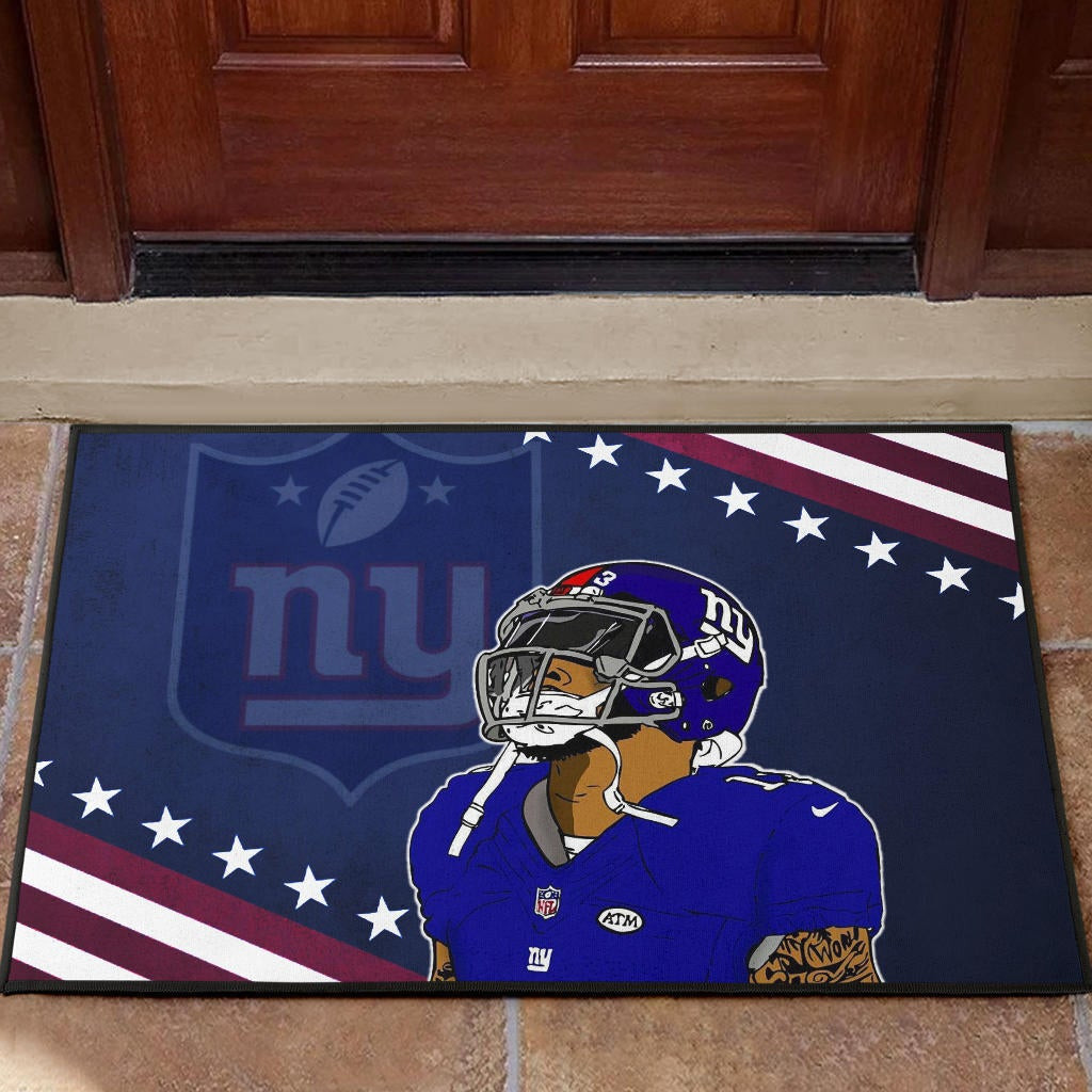 New York Giants American Football Team Rubber Doormat Odell Beckham Jr Colored Artwork Flag Star Patterns Rubber Doormat Home Decor