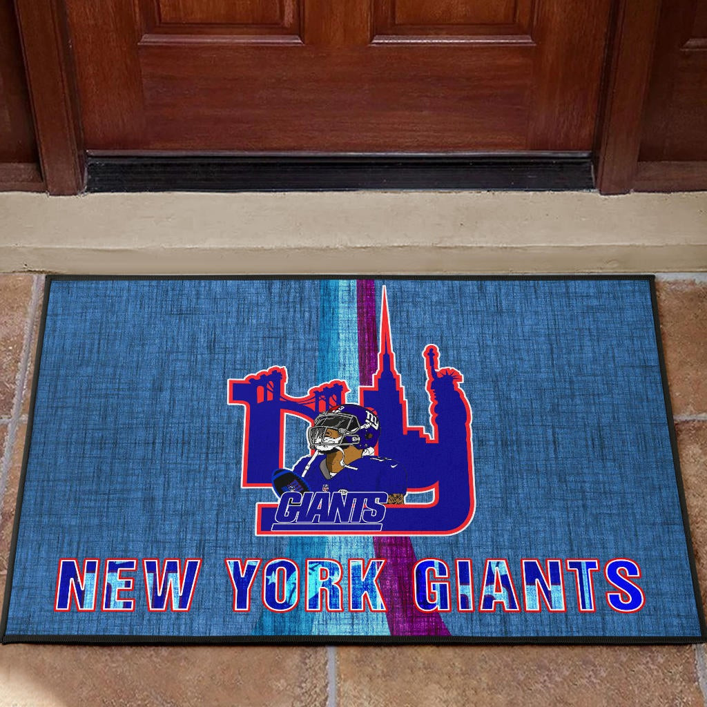 New York Giants American Football Team Rubber Doormat Odell Beckham Jr With NY Symbols Bridge Status Of Liberty Rubber Doormat Home Decor