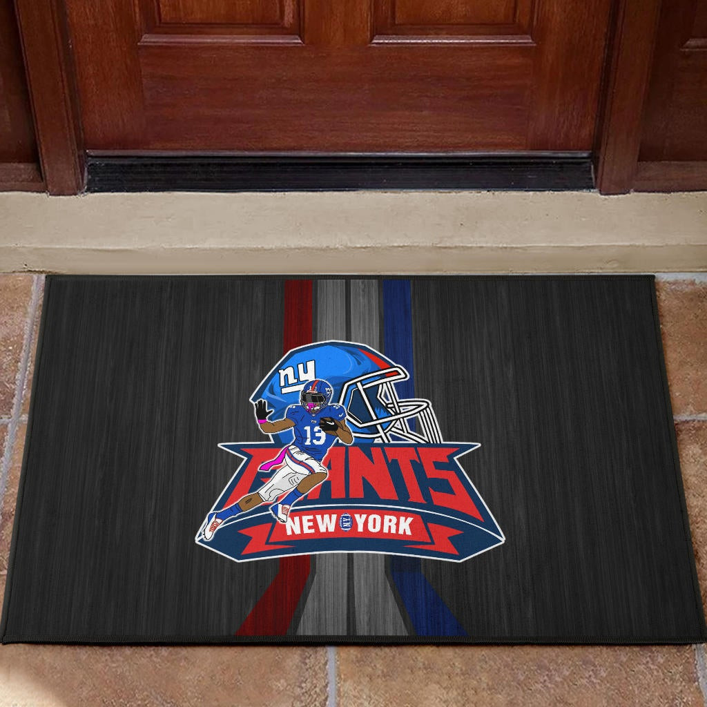 New York Giants American Football Team Rubber Doormat Player 13 Protecting Rugby Ball Running Black Rubber Doormat Home Decor