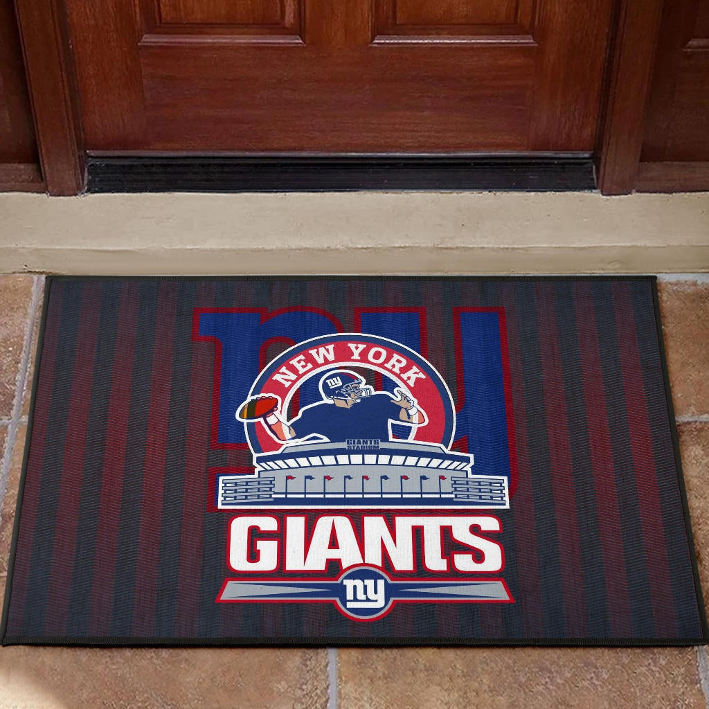 New York Giants American Football Team Rubber Doormat Player Silhouette Throwing Rugby Ball Rubber Doormat Home Decor