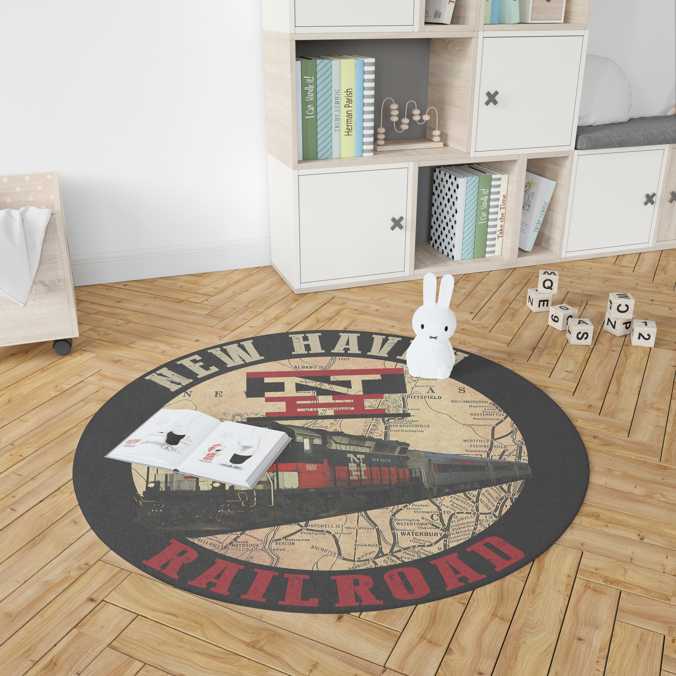 New York New Haven Hartford Railroad Living Room Round Rug Carpet Bedroom Livingroom Home Decor