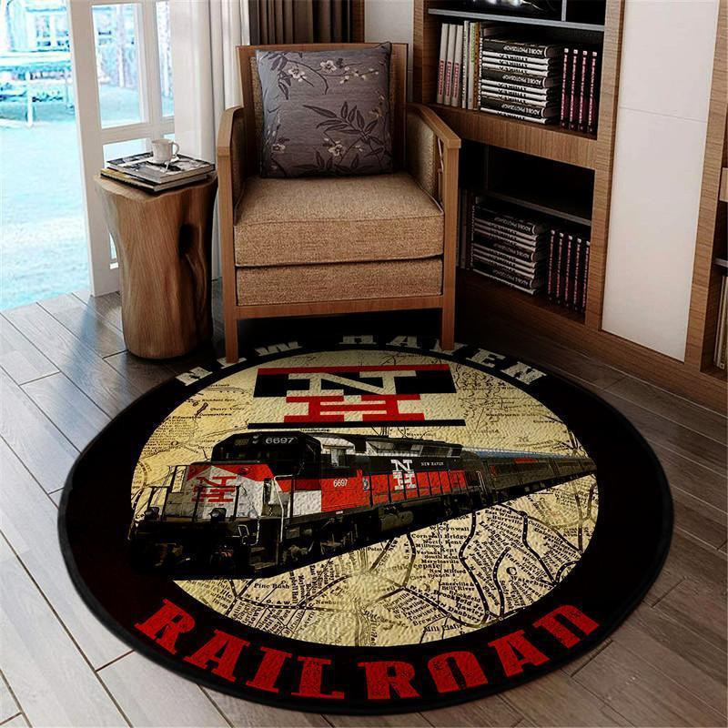 New York New Haven Hartford Railroad Round Rug Carpet Bedroom Livingroom Home Decor