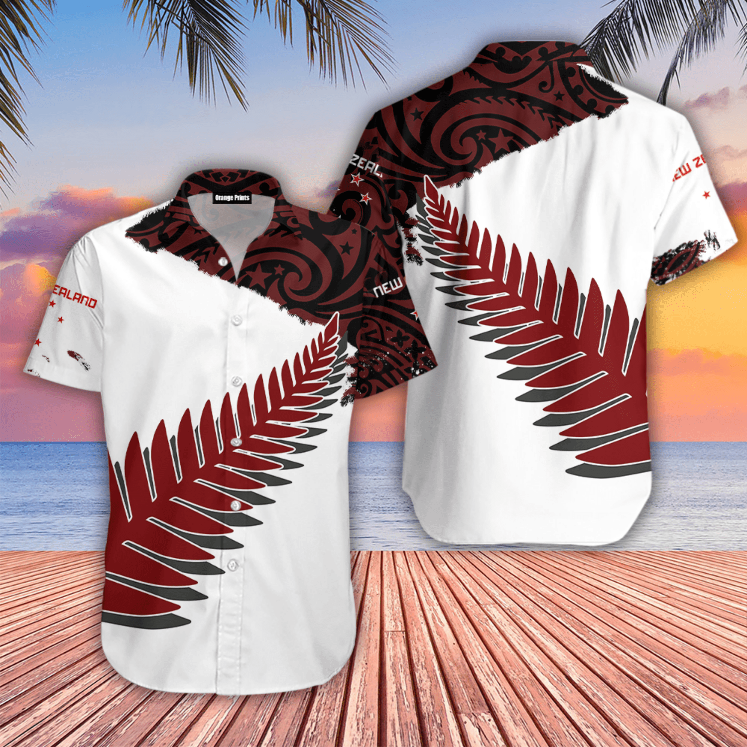 New Zealand Maori Fern Red Edition Hawaiian Shirt