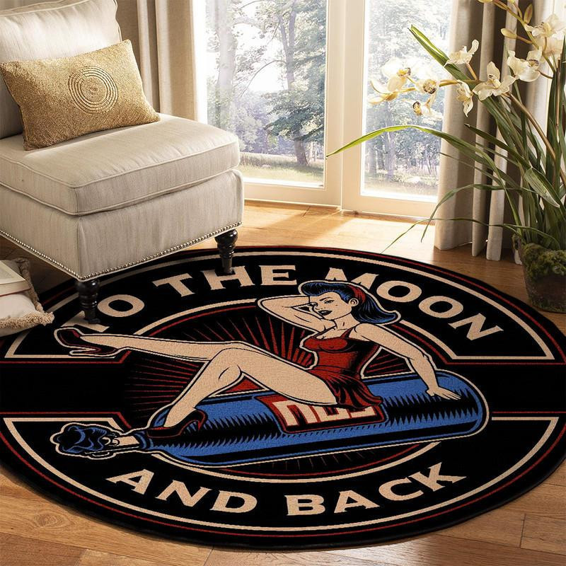 Nitrous Pinup Girl Rat Rod Hot Rod Round Rug Carpet Bedroom Livingroom Home Decor