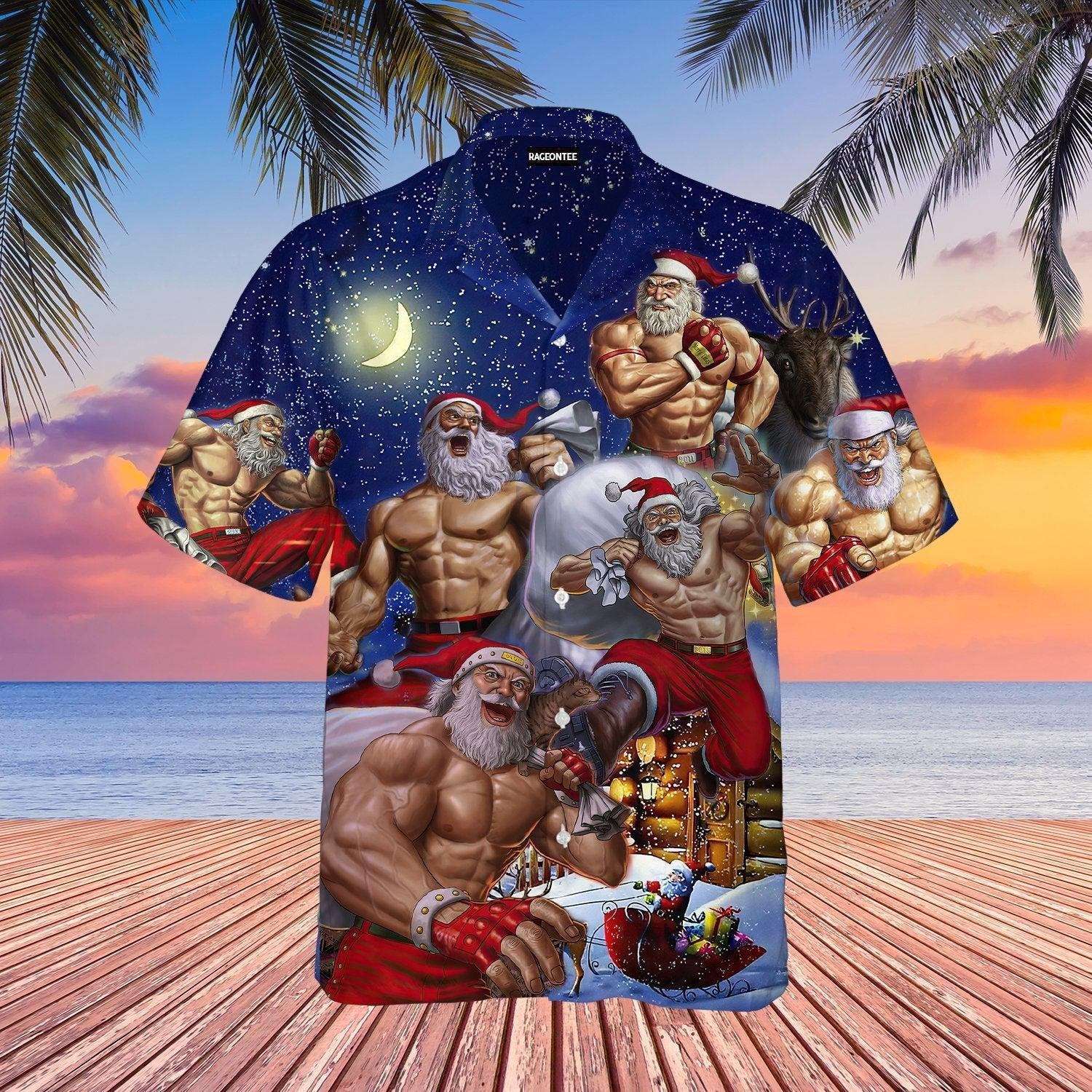 No Lift No Gift Christmas Workout Santa Hawaiian Shirt