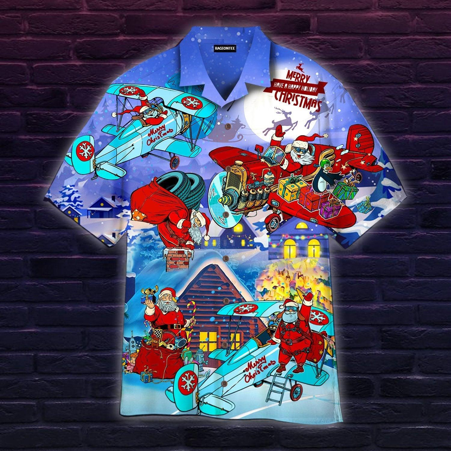 No Reindeer Any More, Santa Loves Airplane Hawaiian Shirt