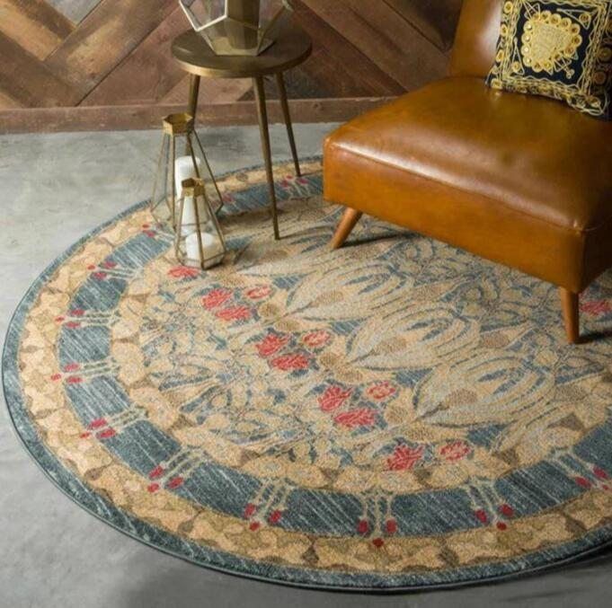 Nordic Retro Ethnic Jacquard Mandala Round Rug Carpet Bedroom Livingroom Home Decor