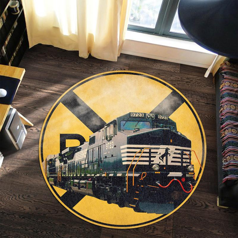 Norfolk Southern Railroad Crossing Round Rug Carpet Bedroom Livingroom Home Decor - Image 3