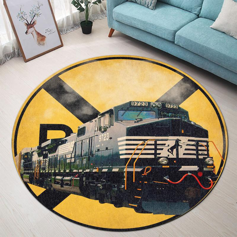 Norfolk Southern Railroad Crossing Round Rug Carpet Bedroom Livingroom Home Decor