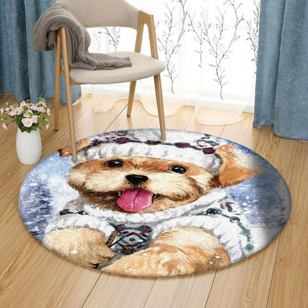 Norfolk Terrier Christmas Round Rug Carpet Bedroom Livingroom Home Decor