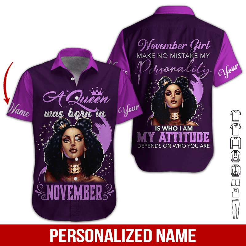 November Girl Personalized Hawaiian Shirt