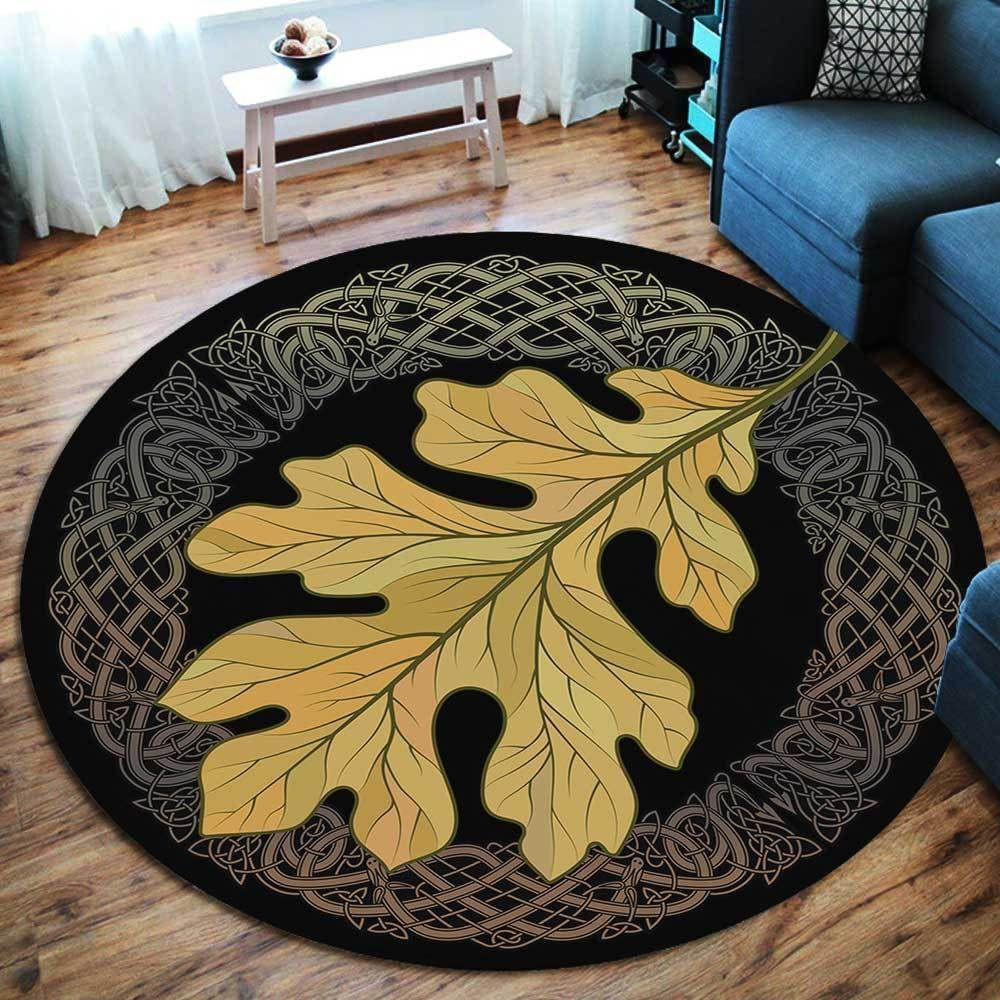 Oak Leaf Round Rug Carpet Bedroom Livingroom Home Decor