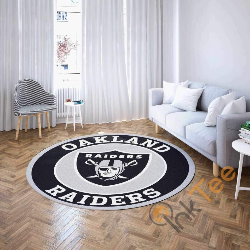 Oakland Raiders Round Rug Carpet Bedroom Livingroom Home Decor