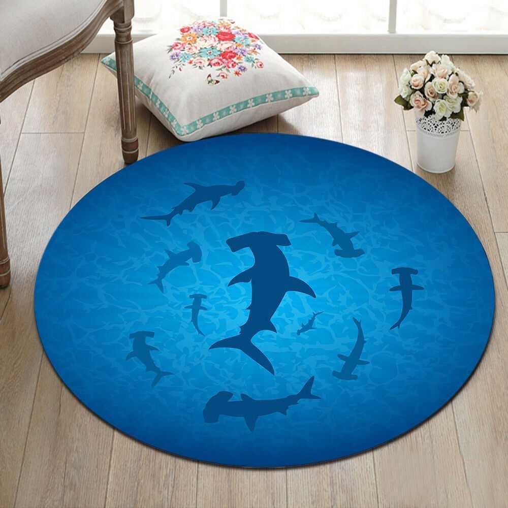 Ocean Fish Round Rug Carpet Bedroom Livingroom Home Decor