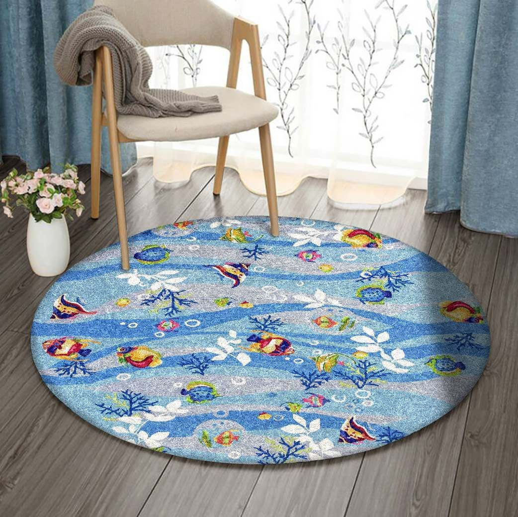 Ocean Round Rug Carpet Bedroom Livingroom Home Decor