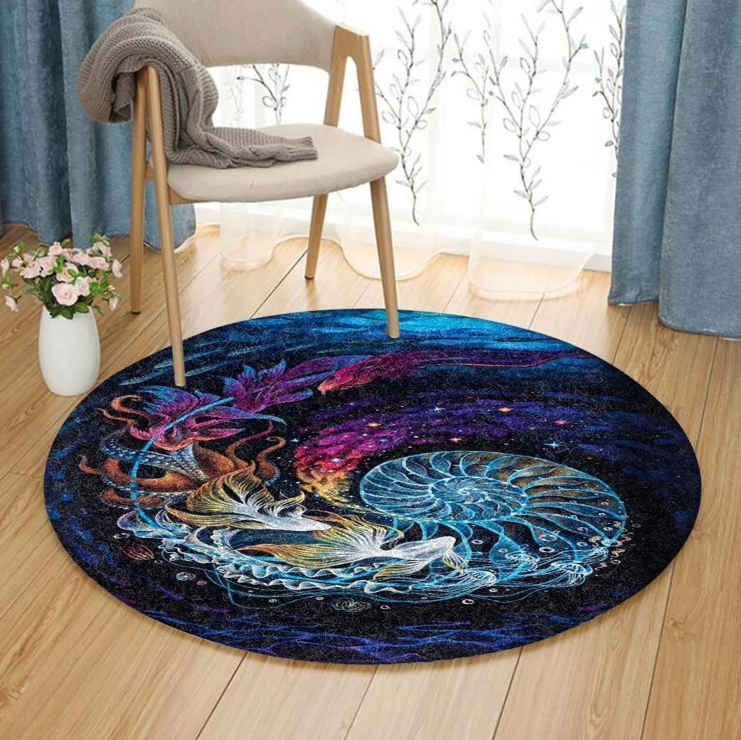 Ocean Song Round Rug Carpet Bedroom Livingroom Home Decor