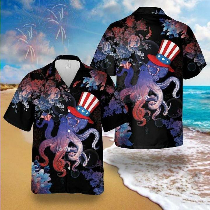 Octopus 4th Of July Hawaiian Shirt