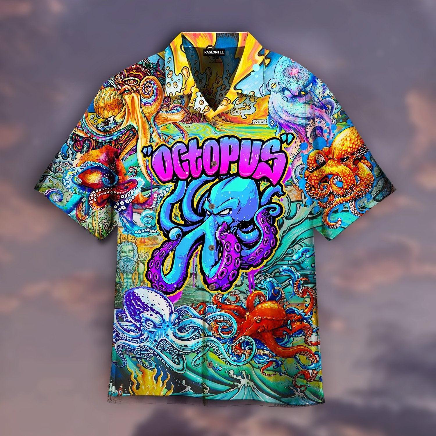 Octopus Colorful Hippie Hawaiian Shirt