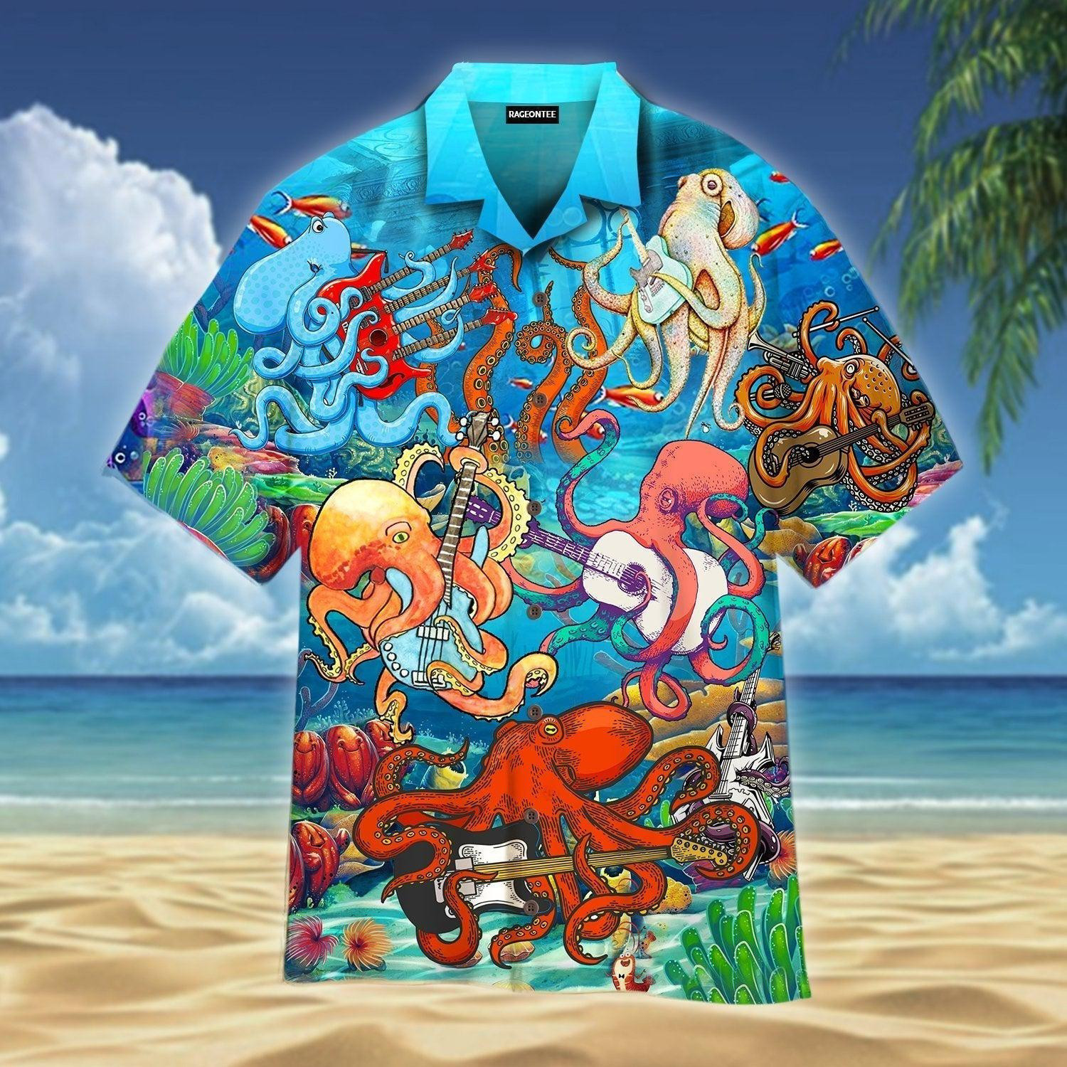 Octopus Playing Guitar Hawaiian Shirt