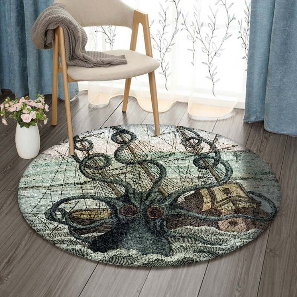 Octopus Round Rug Carpet Bedroom Livingroom Home Decor