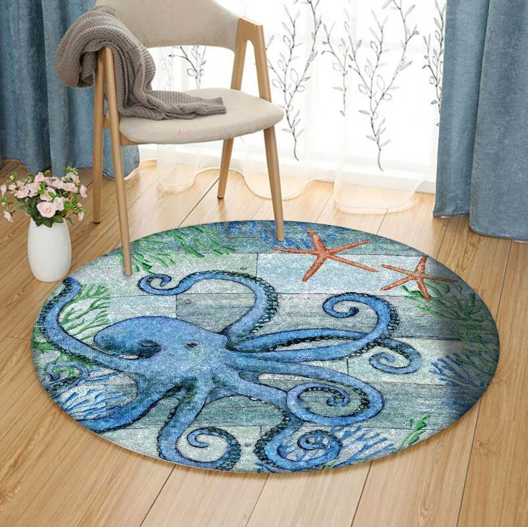 Octopus Round Rug Carpet Bedroom Livingroom Home Decor