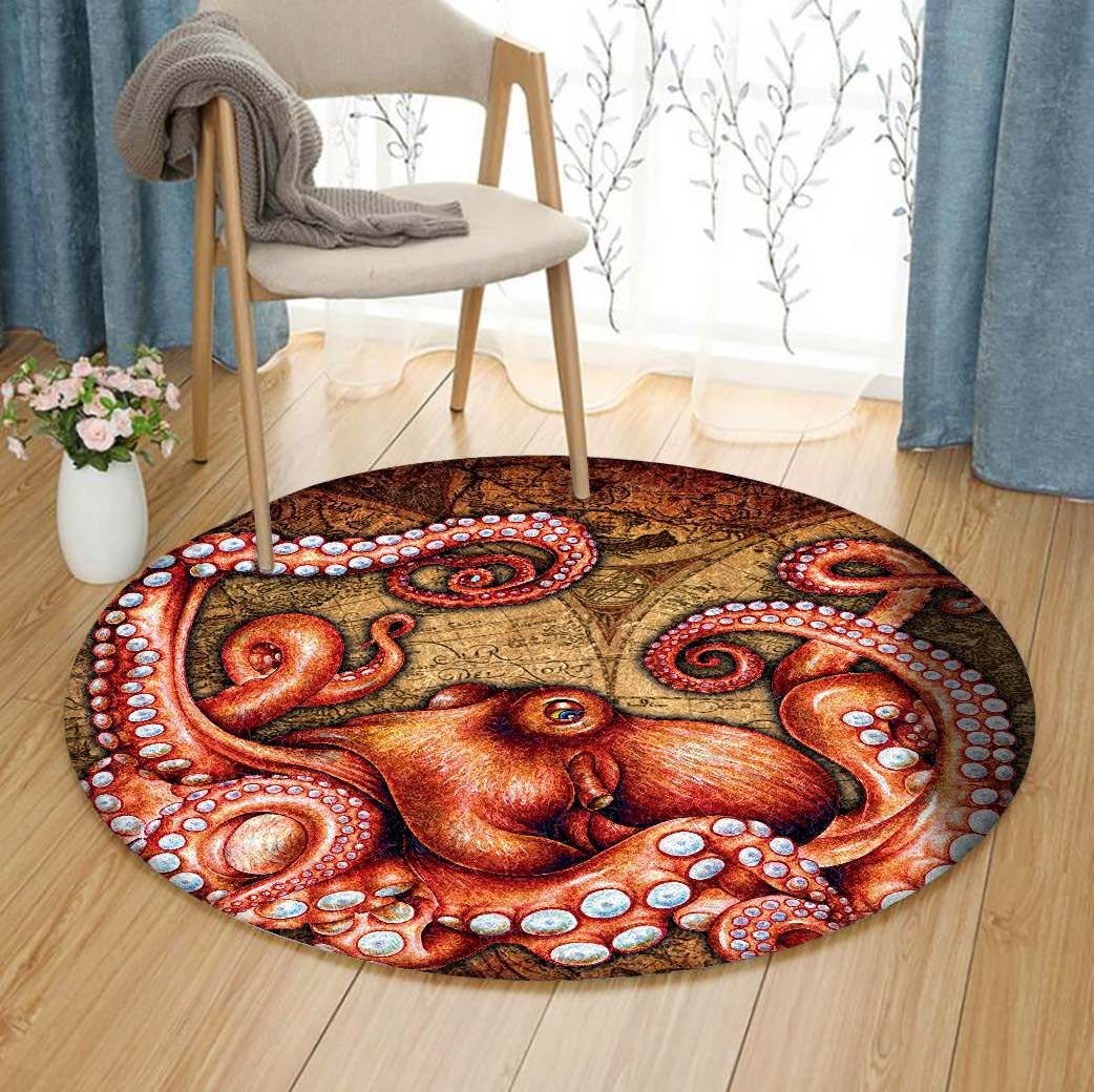 Octopus Round Rug Carpet Bedroom Livingroom Home Decor