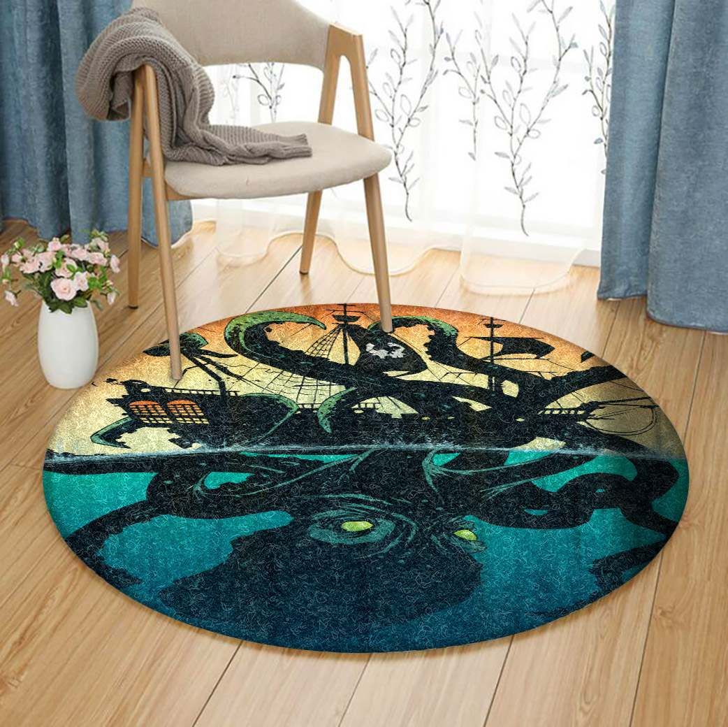 Octopus Round Rug Carpet Bedroom Livingroom Home Decor