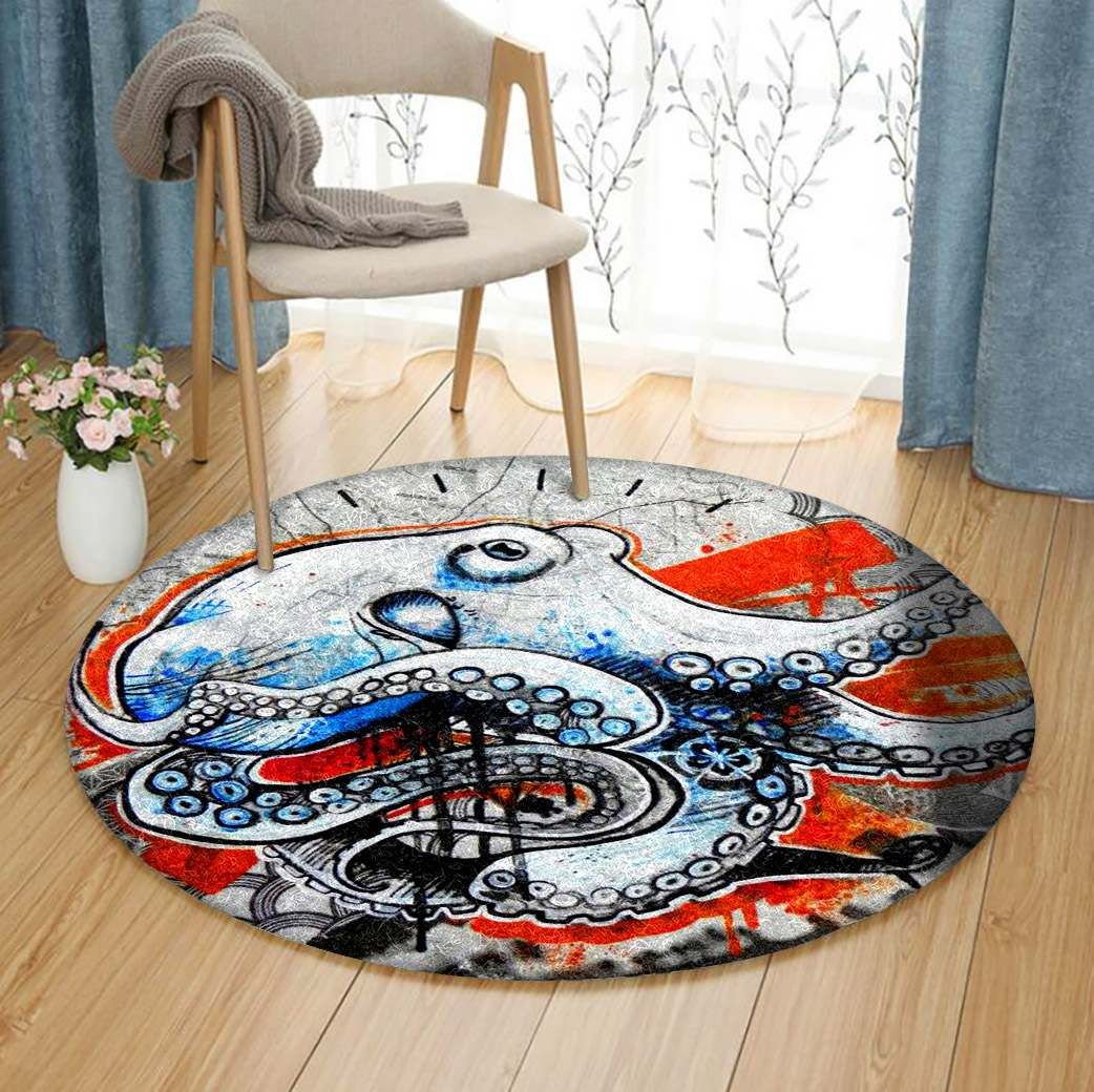 Octopus Round Rug Carpet Bedroom Livingroom Home Decor