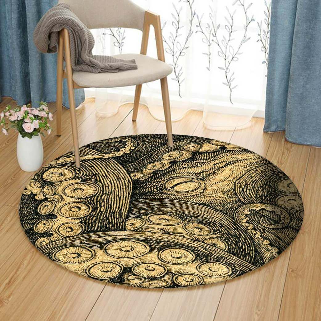 Octopus Round Rug Carpet Bedroom Livingroom Home Decor