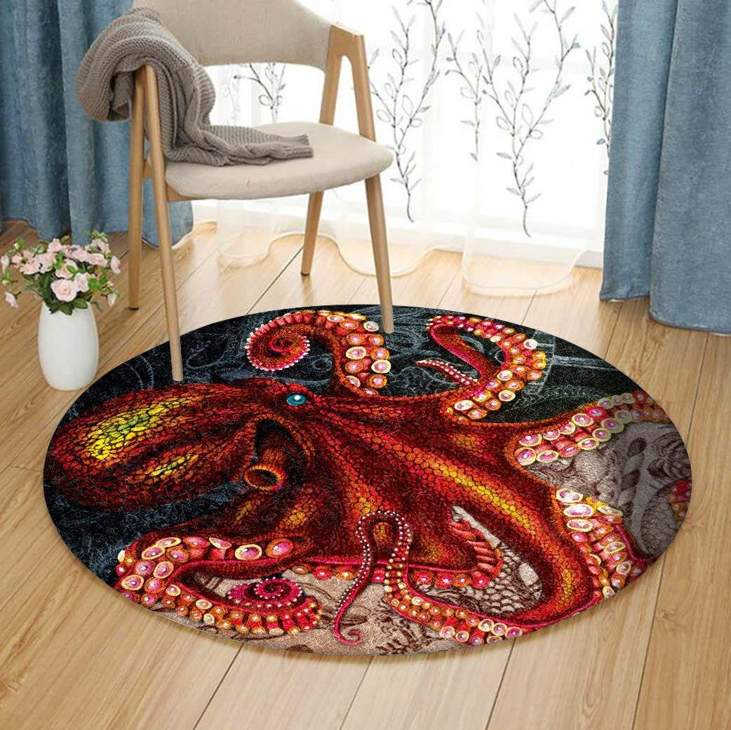 Octopus Round Rug Carpet Bedroom Livingroom Home Decor