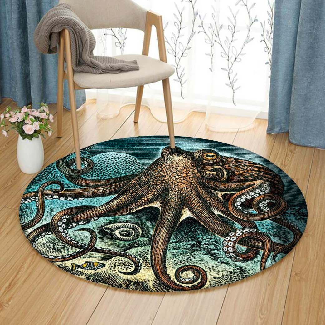 Octopus Round Rug Carpet Bedroom Livingroom Home Decor