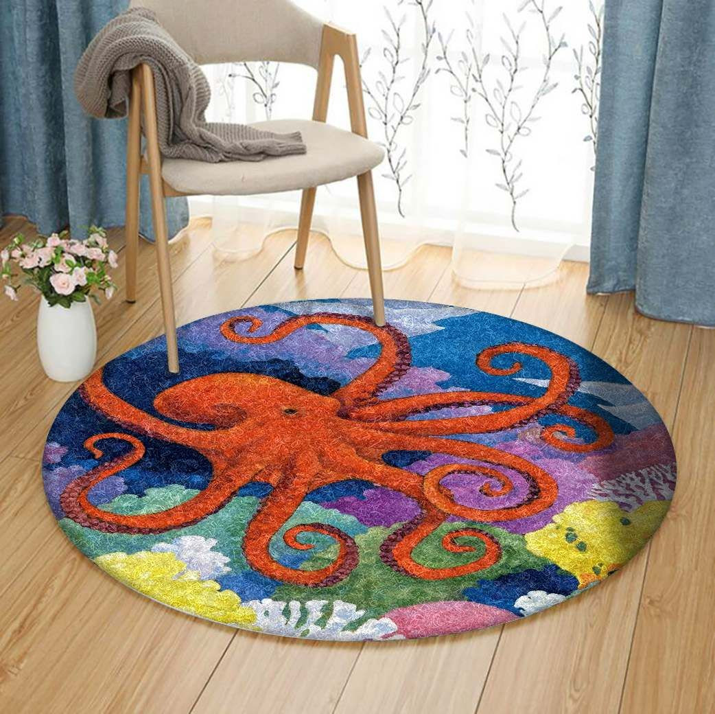Octopus Round Rug Carpet Bedroom Livingroom Home Decor