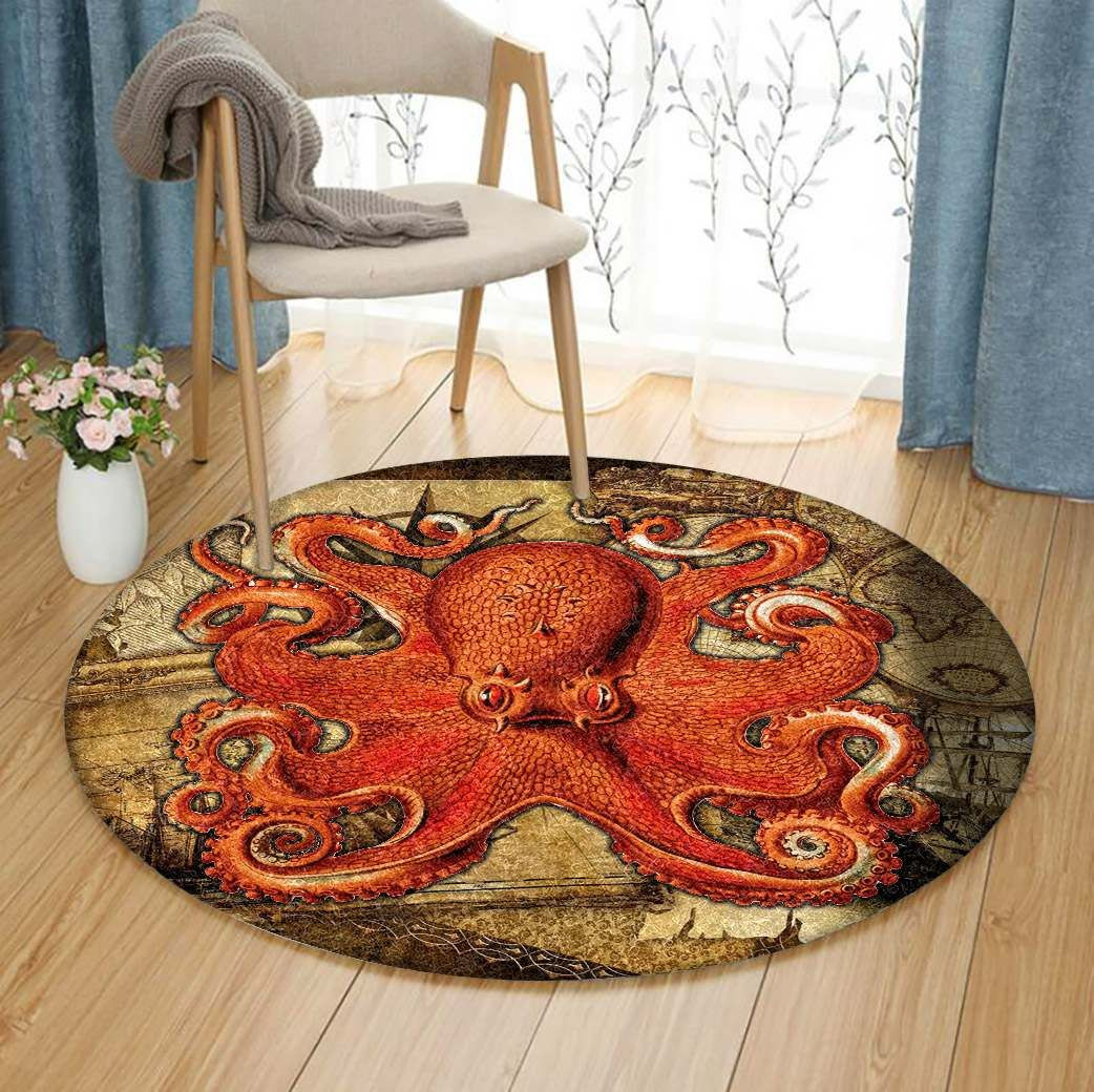 Octopus Round Rug Carpet Bedroom Livingroom Home Decor