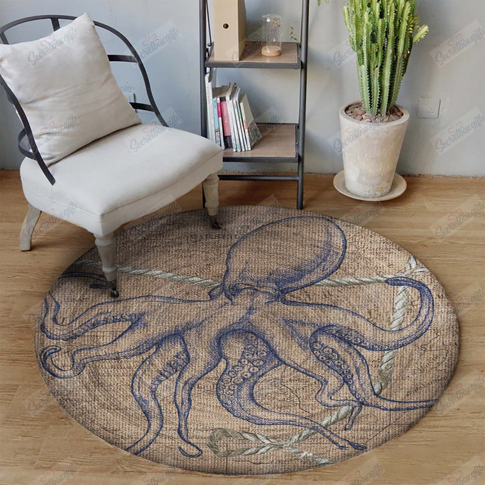 Octopus Round Rug Carpet Bedroom Livingroom Home Decor